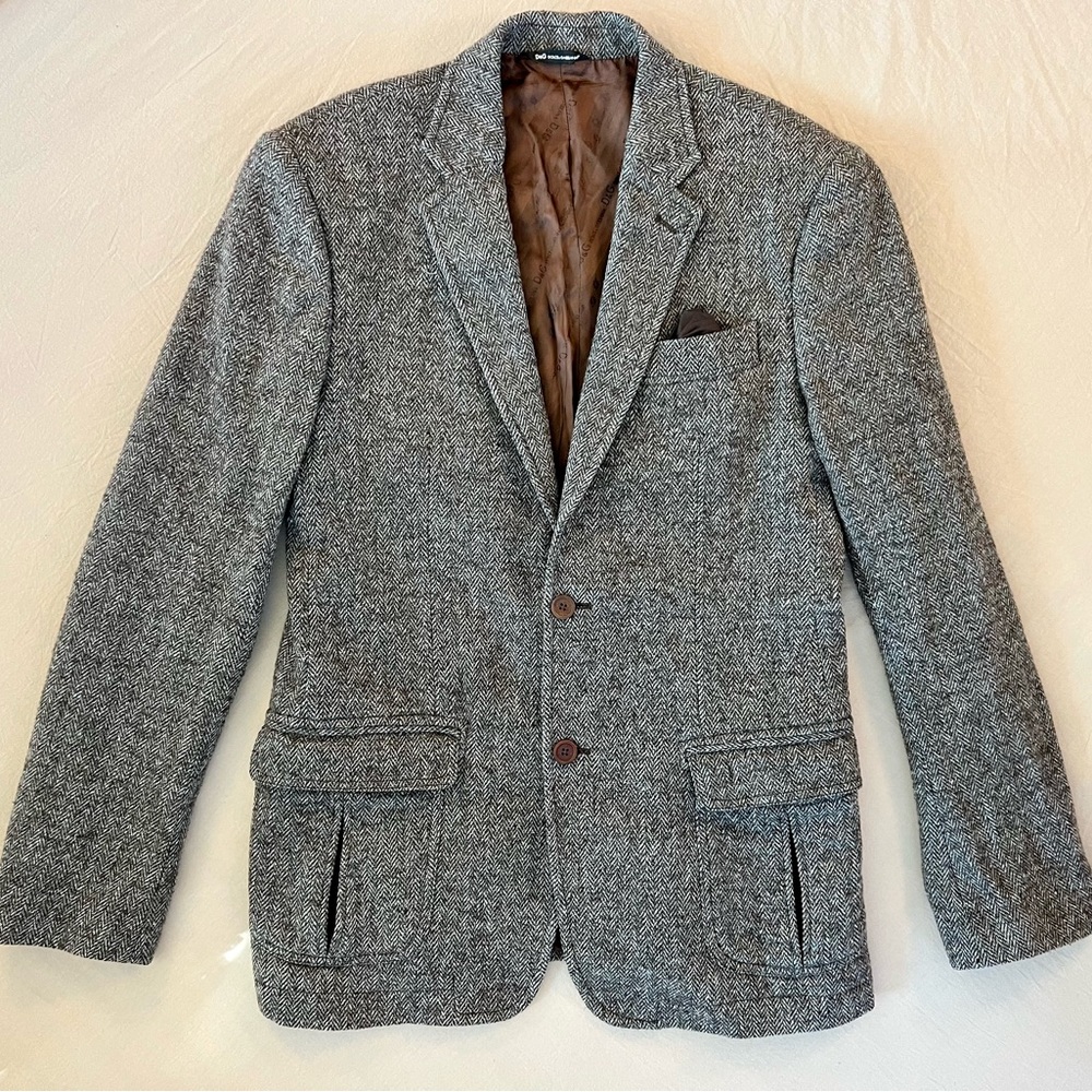 Dolce & Gabbana Brown Tweed Sport Coat Men’s EU 50 (Large)